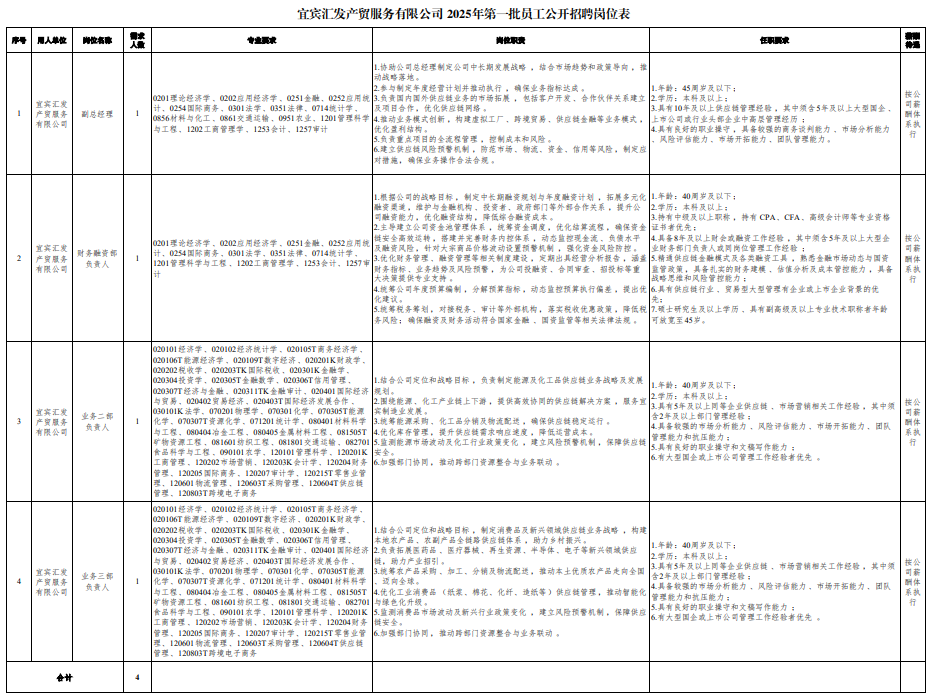 宜宾汇发产贸服务有限公司2025年第一批员工公开招聘岗位表.png